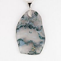 Bianco &amp; Verde Pizzo Agate Pendente Argento Sterling 23.5gr - $316.40