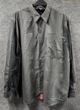 VTG 90’s Bugle Boy Shirt Mens Large Geometric Button Up Black Zip Pocket... - $19.37