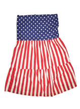 Vintage Handmade USA Flag Dress Womens 20 American Patriotic Midi Flowy - £50.84 GBP