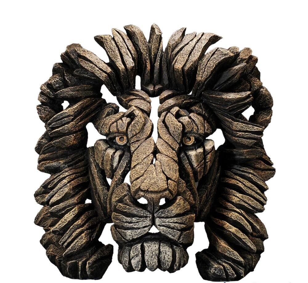 Primary image for Edge Sculpture Lion Bust 16.9" High Majestic Mane Stone Resin Freestanding Brown