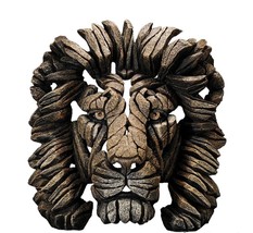 Edge Sculpture Lion Bust 16.9" High Majestic Mane Stone Resin Freestanding Brown - £292.85 GBP