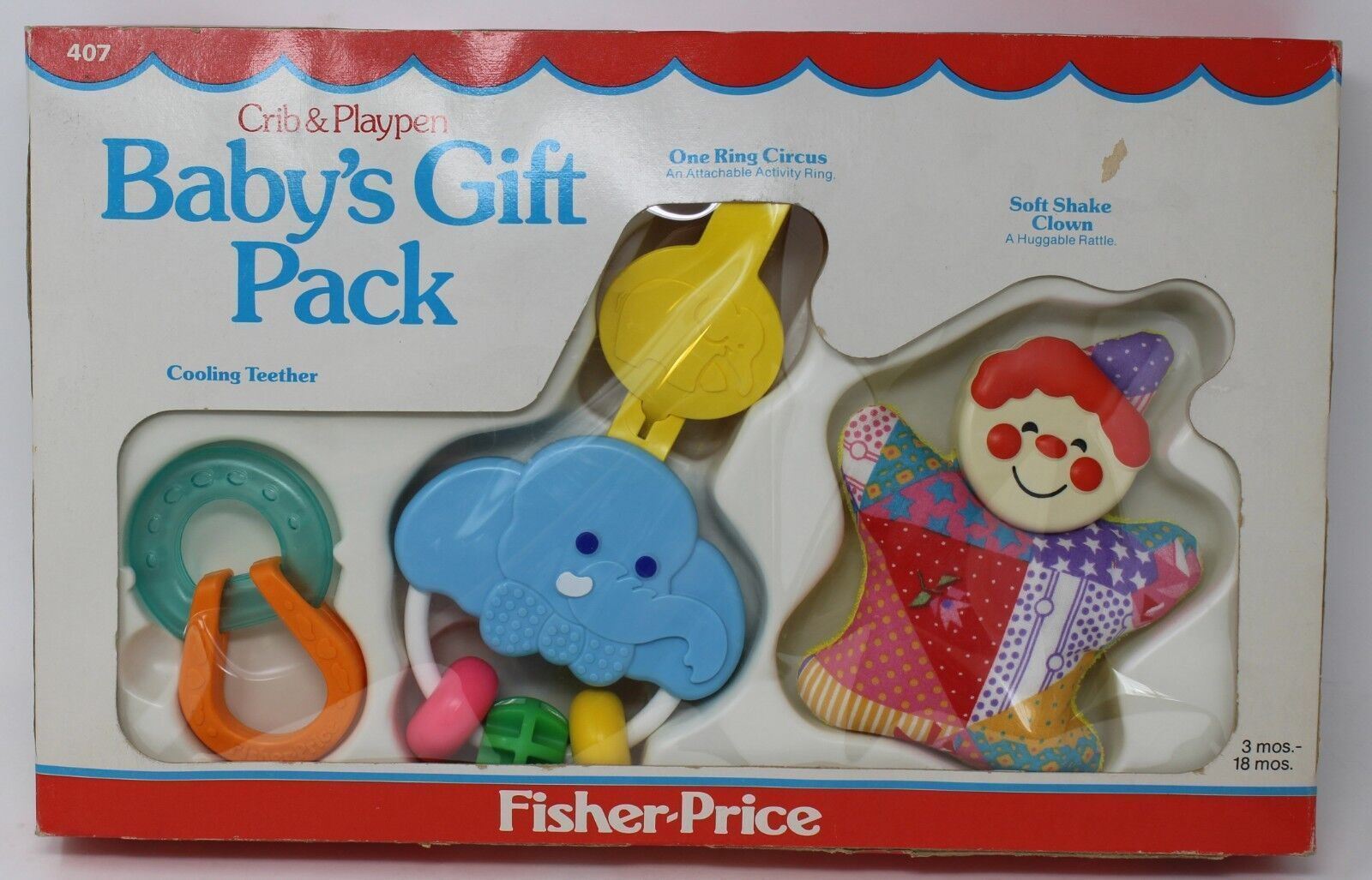 Vintage Fisher Price Crib Playpen Babys Gift Pack 1983 One Ring Circus Clown 407 - $55.99