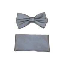 Men's Bow Tie and Hankie by J.Valintin Collection #92490 Solid Satin Gray - $19.99