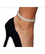 3 Row Rhinestone Stretch Anklet - £10.79 GBP