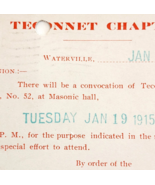 Masonic Hall Meeting Invitation Teconnet Chapter Maine 1915 Postcard PCBG5E - $68.92 CAD