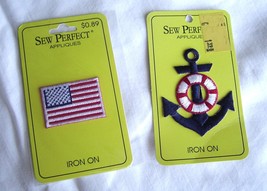 Vintage American Flag and Anchor Iron-on or Sew-On Patches Sew Perfect  ... - £6.71 GBP