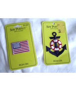 Vintage American Flag and Anchor Iron-on or Sew-On Patches Sew Perfect  ... - £7.18 GBP