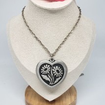 Vintage R. Tennesmed Sweden Pewter Heart Pendant Necklace - £35.84 GBP