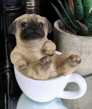 Realistic Mini Adorable Pug Dog Teacup Statue 3&quot;H Pet Pal Dog Breed Figu... - $366.69 MXN