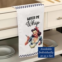 Retro Funny Kitchen Tea Towel Watch Me Whip Sassy Pin-Up Girl Dish Towel... - $588.50 MXN