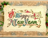 John Winsch A Happy New Year Holly Snow Embossed 1911 DB Postcard - $4.42