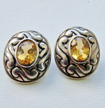 SU 925 STERLING SILVER BRIGHT OVAL 9X7 MM.  CITRINE EARRINGS - $703.88 MXN