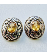 SU 925 STERLING SILVER BRIGHT OVAL 9X7 MM.  CITRINE EARRINGS - €33,37 EUR