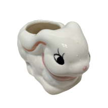 Vintage 90s House of Lloyd White Easter Bunny Ceramic Planter Handpainted 3 x 5&quot; - £11.09 GBP