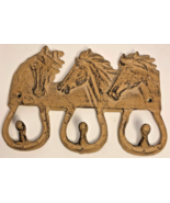 Iron 3 Horse Head Coat Towel Hat Rack Horseshoe Hooks Wall Decor [e-06] - $294.37 MXN