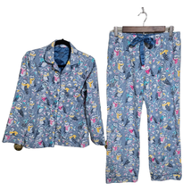 Nick &amp; Nora Women Small Gray Snow Owls Flannel Pajama Set With Pockets  - £35.54 GBP