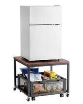 VEVOR Mini Fridge Stand,198lbs,Storage Cart,Swivel Wheels,Dark Brown - $61.99
