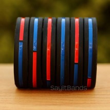 Set of CHILD Combined Thin Red &amp; Blue Line Wristbands - Firefighter Poli... - £3.94 GBP+