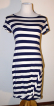 Loveappella Stitch Fix Casual Dress Blue White Striped Front Wrap Size SP - £11.58 GBP