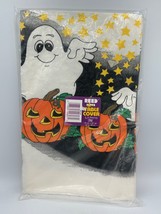 Vintage Halloween C.A. Reed Table Cover Paper Ghost Pumpkins 50 X 96 Inches - £9.30 GBP