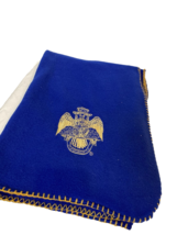 Masonic Crest Deus Meumque Jus Fleece Lap Blanket Royal Blue 49&quot; x 37.5&quot; - £15.17 GBP