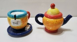 Teapot and Cup Salt and Pepper Shakers w/ Stoppers  - £13.98 GBP