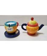 Teapot and Cup Salt and Pepper Shakers w/ Stoppers  - £14.01 GBP