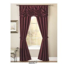 Rich Jacquard Panache 5-Piece Window In A Bag Set 55"Wx63"L Burgundy Polyester - £26.06 GBP