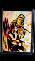 1996 Topps Finest Star Wars Matrix #1 Han Solo Chewbacca Insert Art by R... - $4.58
