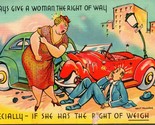 Vtg Linen Postcard - Walt Munson Artist Signed Comic Give a Woman RIght ... - $7.19