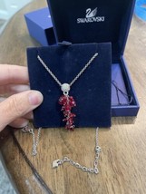 NEW Swarovski Crystal &#39;Debut&#39; Pendant Necklace 910064 Siam Red Silver Chain NIB - £44.17 GBP