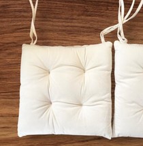 Set 2 Tahari Home Beige Velvet Seat Cushions Decor Accent 17x17" Luxe Dining Pad image 2