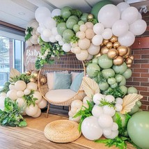 Sage Green And White Balloon Garland Kit Baby Shower Decoration Arch Birthday Pa - £17.57 GBP
