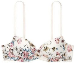 Victoria&#39;s Secret Dream Angels Lightly Lined Demi Bra White Floral 32D VS Garden - £38.12 GBP