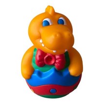 Vintage 1992 Avon Orange Dinosaur Squeak-A-Boo Water Squirter Squeaky Bath Toy - £3.98 GBP