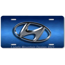 Hyundai &quot;3D&quot; Logo Inspired Art on Blue FLAT Aluminum Novelty License Tag... - $17.99