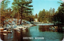 Generic Landscape Greetings Christmas Michigan MI UNP Chrome Postcard L2 - £3.07 GBP