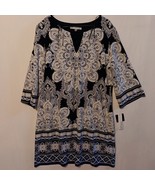 Studio One New York Women&#39;s  Dress Size Large Blue/Navy White Paisley Ge... - $636.53 MXN