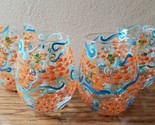 4 Lolita Stemless Wine Glasses Fish Out of Water Hand Painted GLASS - $129.00