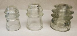 Lot of 3 Vintage Hemingray Clear Glass Insulators Embossed USA 56 16 9 - £31.49 GBP