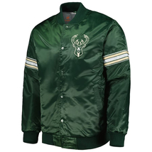 NBA Milwaukee Bucks Forest Green Satin Bomber Letterman Varsity Baseball Jacket - £82.58 GBP