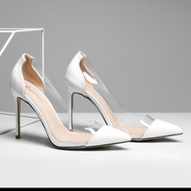 Free shipping fashion women Pumps lady PVC Nude paten Pointy toe high heels shoe - £93.68 GBP