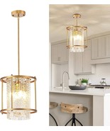 4-Light Vintage Gold Chandelier,Farmhouse Clear Glass Pendant Ceiling Light - $1,686.34 MXN