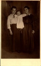 Vintage 1904-1918 Real Picture Postcard -SISTERS With BABY-AZO POSTCARD-BK47 - £4.67 GBP