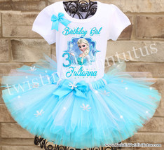 Elsa Birthday Tutu Outfit, Frozen Birthday Tutu Outfit - £39.95 GBP