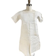 VTG White Linen Victorian Night Dress Chemise Square Neck Handmade Lace ... - $115.83