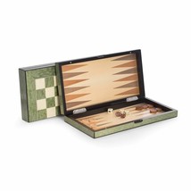 Bey Berk Lacquer Finished Green Wood Backgammon &amp; Chess Set - $159.95