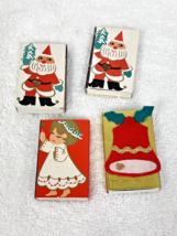 4 Vintage Christmas Match Box&#39;s 2 Santa 1 Angel 1 Bell  1960s Nice Clean... - $6.44