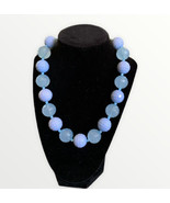 Blue Round Faceted Beaded Statement Choker Necklace 16-19” - £7.77 GBP