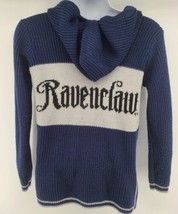 Harry Potter Ravenclaw Knit Hooded V-Neck Sweater Hoodie Size S - £54.45 GBP